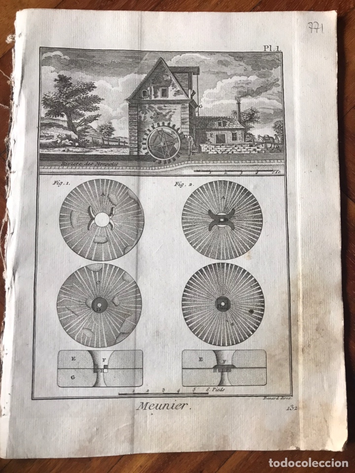 Documentos antiguos: 1786. 10 GRABADOS AL ACERO SOBRE MOLINERIA Y MOLINOS. Encyclop&eacute;die m&eacute;thodique.