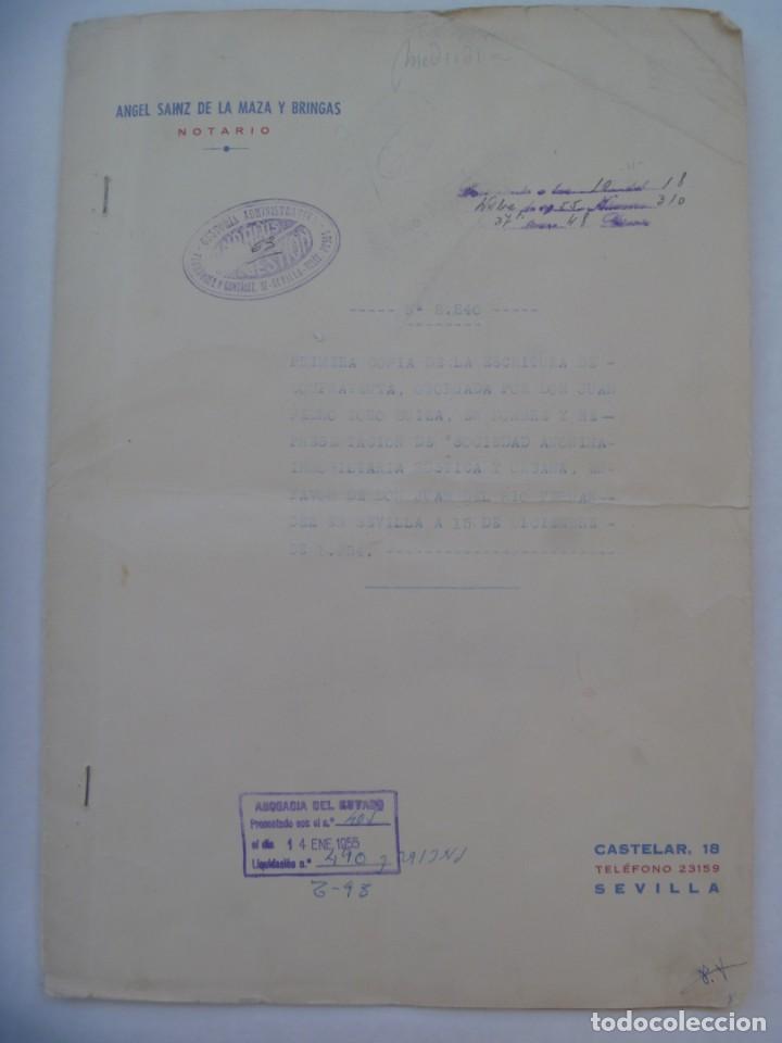 Documents Anciens: ANGEL SAINZ, NOTARIO : ESCRITURA COMPRAVENTA DE PROPIEDAD. SEVILLA, 1954 . MUCHAS VI&Ntilde;ETAS