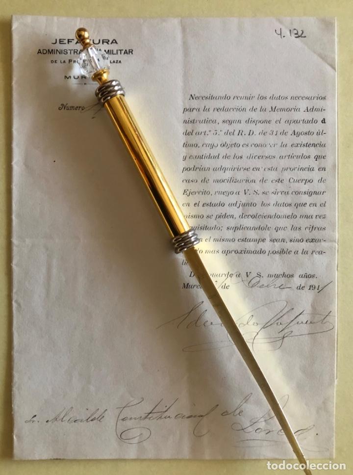 Documentos antiguos: LORCA- MURCIA- JEFATURA MILITAR- 1911 - Foto 1
