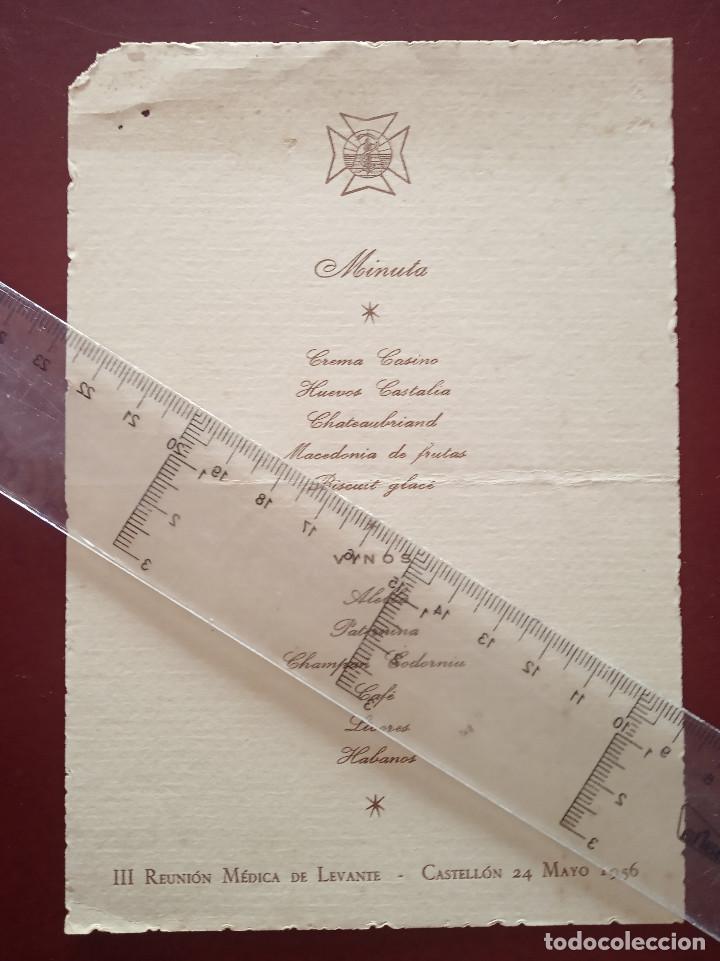 Documentos antiguos: III reunion medica de levante minuta castellon mayo 1956