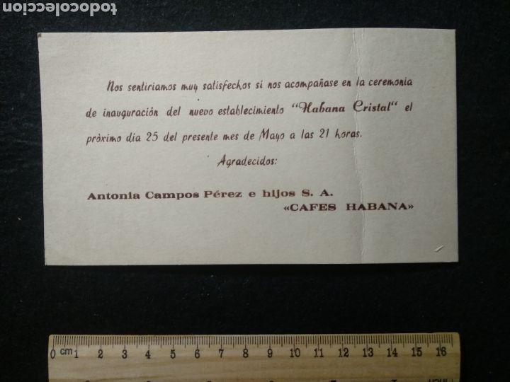 Old Documents: Invitacion inauguraci&oacute;n Habana Cristal Almer&iacute;a 1983