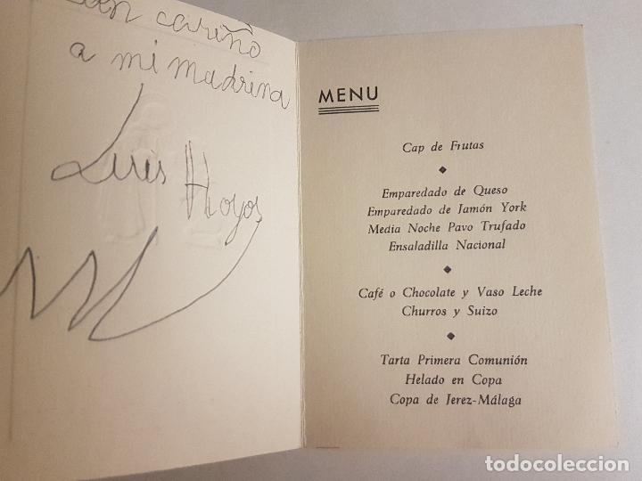 Documentos antiguos: MENU COMUNION RESTAURANTE RUBI 1968 - Foto 2