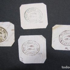 Documentos antiguos: CINCO SELLOS O TIMBRES DEL PUEBLO DE BARBERÀ DE LA CONCA. SIGLO XIX. RECORTADOS. APROX. 4,5 X 4,5 C. Lote 213107223