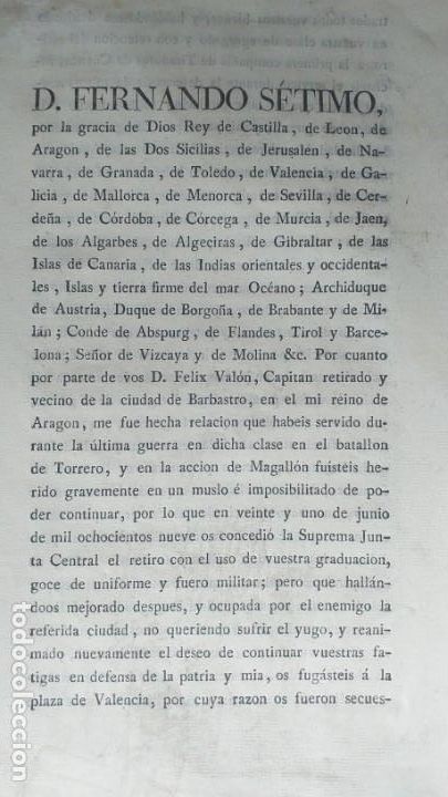 Documentos antiguos: F&eacute;lix Val&oacute;n, bar&oacute;n de Mora / Barbastro - Foto 3