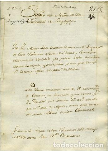 Documentos antiguos: DOCUMENTO S. CRISTOBAL DE REGODEIDON. - Foto 1