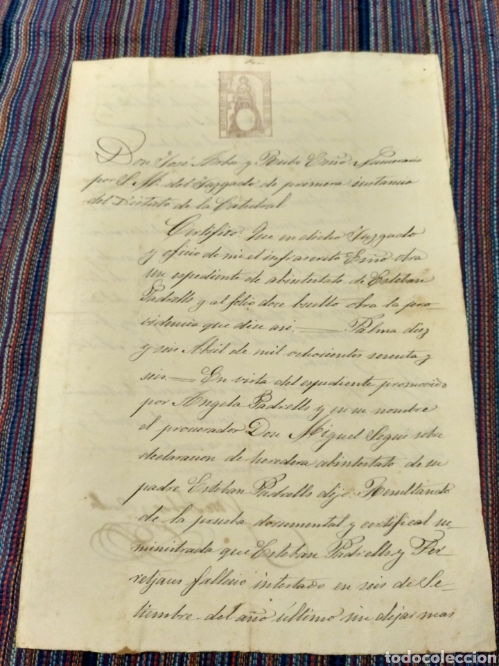 Documents Anciens: 1866 DOCUMENTO DOS HOJAS PALMA DE MALLORCA