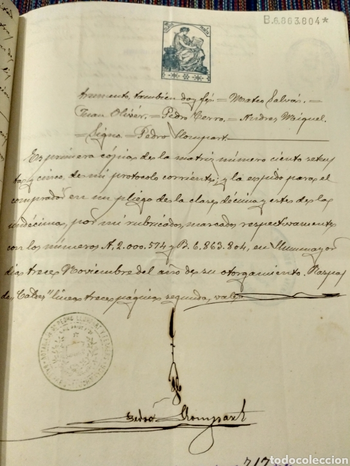 Documentos antiguos: 1909 DOCUMENTO LLUCMAJOR MALLORCA CON DIVERSAS TASAS Y SELLOS - Foto 2