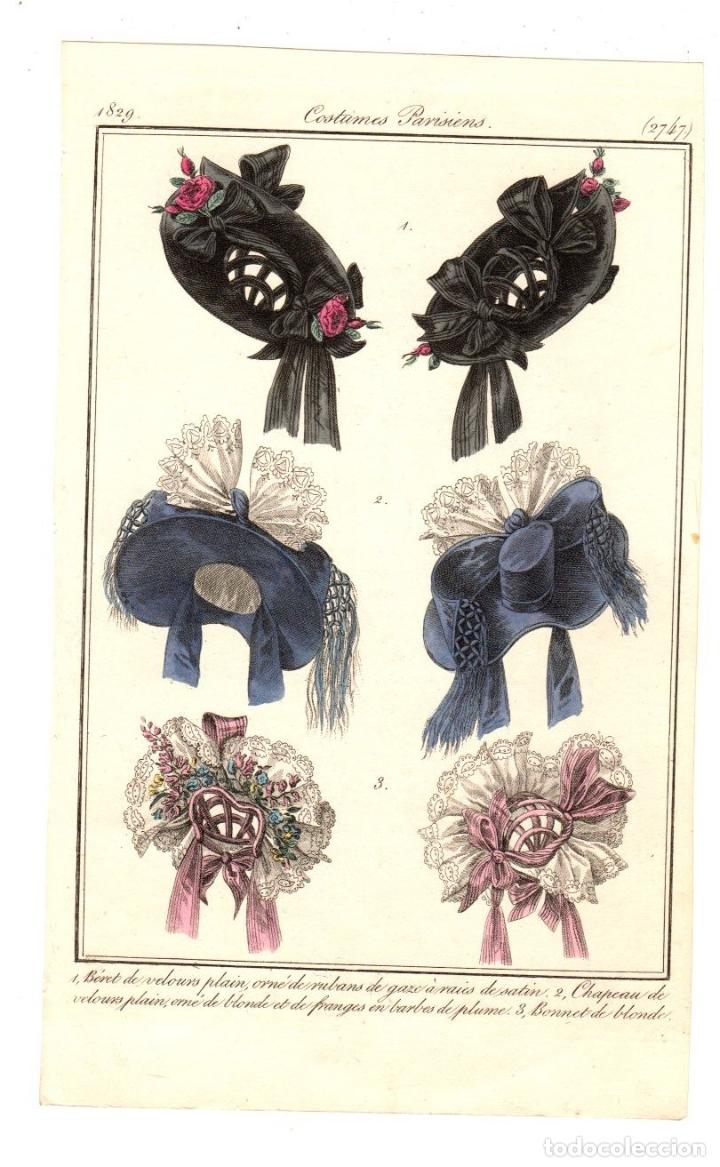 Documentos antiguos: GRABADO MODA COSTUMES PARISIENS. COLOREADO. SIGLO XIX