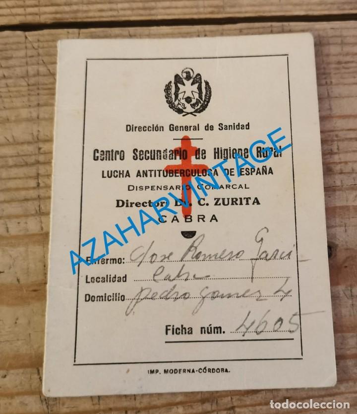 Documentos antigos: CABRA, CORDOBA, CARNET LUCHA ANTITUBERCULOSA DE ESPA&Ntilde;A- VER FOTOS