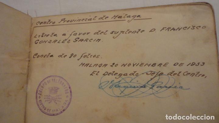Documentos antiguos: ANTIGUO CUADERNO. CUERPO DE TELEGRAFOS. CENTRO PROVINCIAL MALAGA 1933.