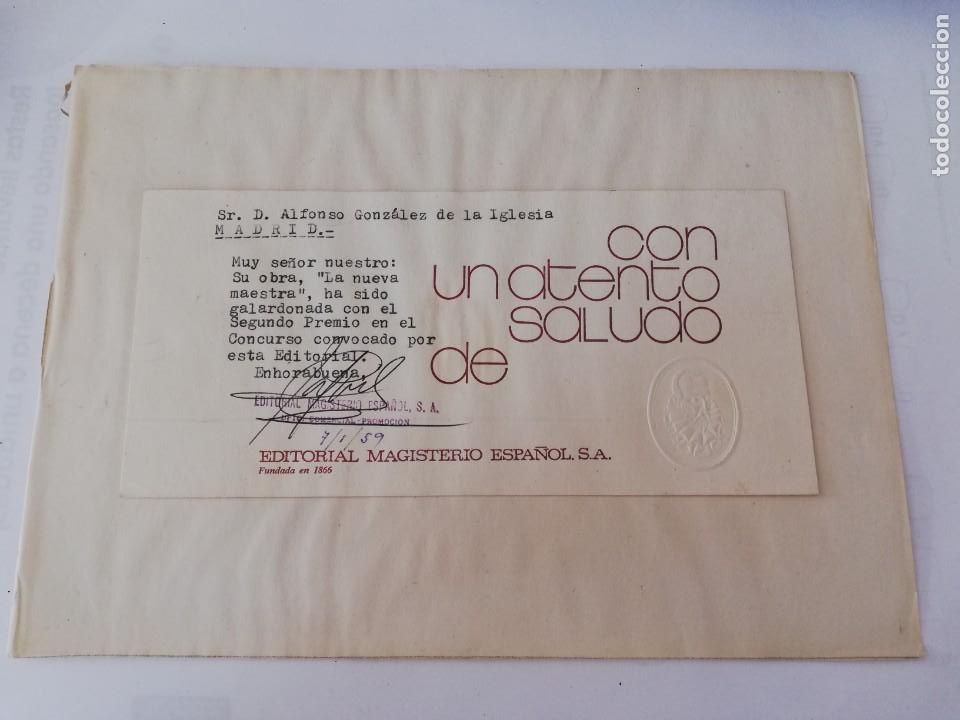 Documentos antigos: SEGUNDO PREMIO EN EL CONCURSO CONVOCADO POR LA EDITORIAL MAGISTERIO ESPA&Ntilde;OL, 7 DE ENERO DE 1959, DIP
