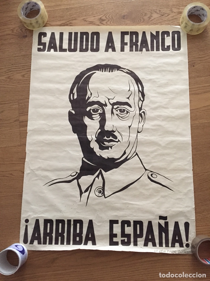 Documentos antiguos: Cartel original de Franco entrada de los Nacionales en Santander Muy Raro