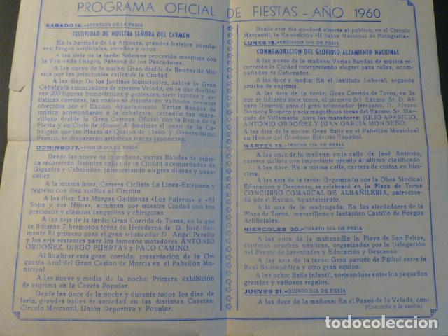 Documentos antiguos: LA LINEA DE LA CONCEPCION CADIZ VELADA Y FIESTAS 1960 PROGRAMA - Foto 2