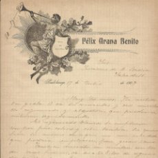Documentos antiguos: FÉLIX ARANA BENITO. PRADOLUENGO. FÁBRICA DE BAYETAS. 1907. CARTA A A. BADIA. SABADELL.. Lote 217462928