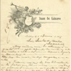 Documentos antiguos: JUAN DE LÁZARO. PRADOLUENGO. BURGOS. FÁBRICA DE BAYETAS. LANAS. 1907. CARTA A A. BADÍA. SABADELL.