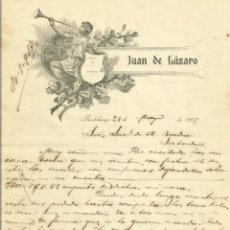 Documentos antiguos: JUAN DE LÁZARO. PRADOLUENGO. BURGOS. FÁBRICA DE BAYETAS. LANAS. 1907. CARTA A A. BADÍA. SABADELL.