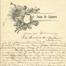 Documentos antiguos: JUAN DE LÁZARO. PRADOLUENGO. FÁBRICA DE BAYETAS. BURGOS. LANAS. 1907. CARTA A A. BADÍA. SABADELL.