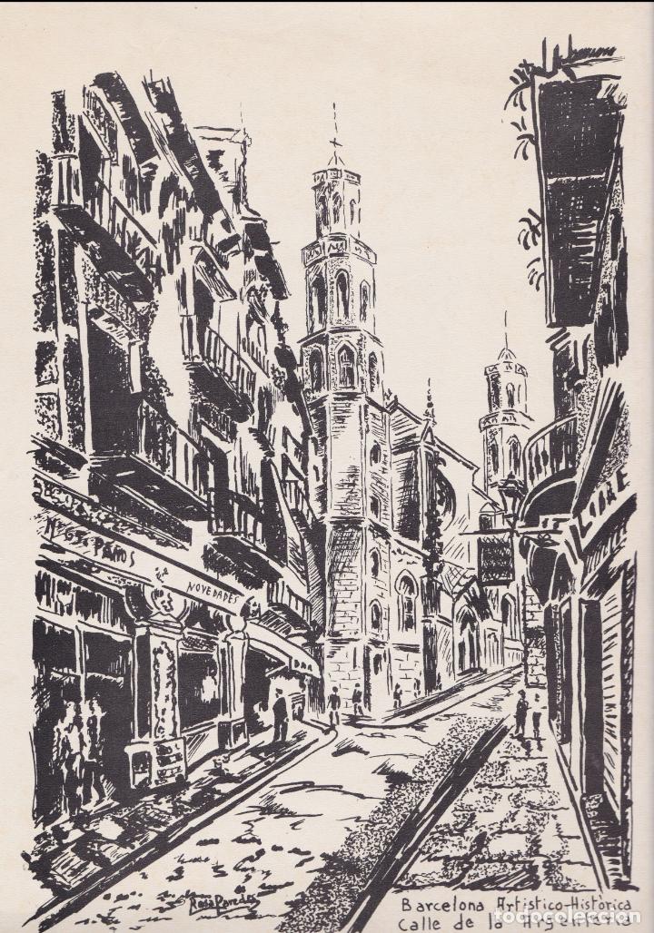 Documentos antiguos: LAMINA ANTIGUA - BARCELONA ART&Iacute;STICO-HIST&Ograve;RICA - CALLE DE LA ARGENTERIA - ROSA PAREDES