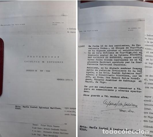 Documentos antiguos: Galicia - tuy . Documento en mecanograf&iacute;a. FRATERNIDAD cat&oacute;lica ENFERMOS DI&Oacute;CESIS DE TUY . 1970.