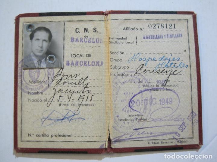Documentos antiguos: C.N.S.-DELEGACION PROVINCIAL SINDICATOS BARCELONA-CARTILLA PROFESIONAL-A&Ntilde;OS 40-VER FOTOS(-K-648)