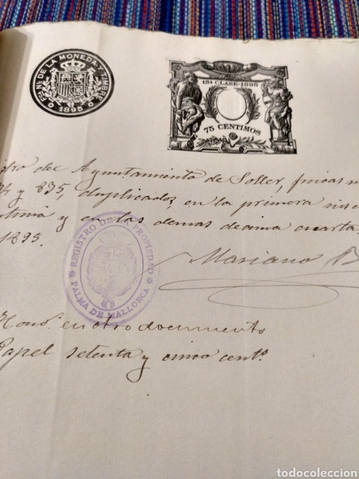 Documents Anciens: 1895 DOCUMENTO PALMA MALLORCA DIVERSOS SELLOS Y TASAS