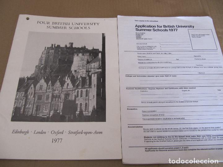 Documentos antiguos: FOUR BRITISH UNIVERSITY SUMMER SCHOOLS-EDINBURGH-LONDON-STRATFORD UPON AVON 1977