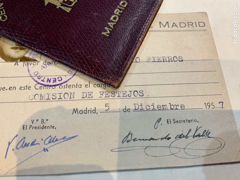 Documentos antiguos: Carnet del Centro Asturiano de Madrid a&ntilde;o 1953 - Foto 3
