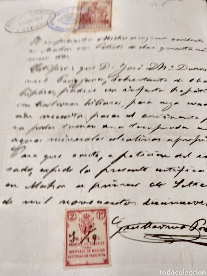 Documentos antiguos: DOCUMENTO UNA HOJA 1919 MAH&Oacute;N MENORCA INFORME M&Eacute;DICO - Foto 1
