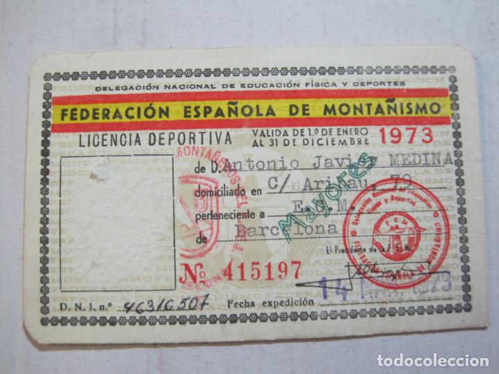 Documentos antiguos: FEDERACION ESPA&Ntilde;OLA DE MONTA&Ntilde;ISMO-LICENCIA DEPORTIVA-CARNET A&Ntilde;O 1973-VER FOTOS-(75.207)