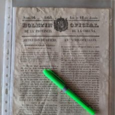 Documentos antiguos: 1843 - Nº 93 BOLETIN OFICIAL DE LA PROVINCIA DE LA CORUÑA - IMPRENTA DE PUGA - ORIGINAL. Lote 223471747