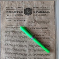 Documentos antiguos: 1843 - Nº 96 BOLETIN OFICIAL DE LA PROVINCIA DE LA CORUÑA - IMPRENTA DE PUGA - ORIGINAL. Lote 223471971