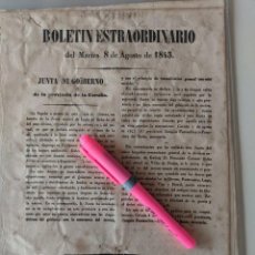 Documentos antiguos: 1843 8/AGO BOLETIN ”ESTRAORDINARIO” OFICIAL PROVINCIA DE LA CORUÑA - IMPRENTA DE PUGA - ORIGINAL. Lote 223473015