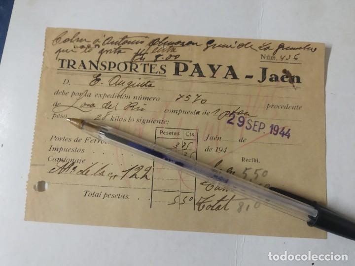 Documentos antiguos: TRANSPORTES PAYA JAEN 1944.