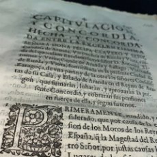 Documentos antiguos: CIRCA 1660. CAPITULACIÓN Y CONCORDIA CONDESA DE ARANDA Y LOS CENSALISTAS DE SU CASA. MUY RARO.. Lote 224222456