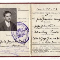 Documentos antiguos: CARNET INSTITUTO VELAZQUEZ, CARTA DE IDENTIDAD. 1936. REPÚBLICA.