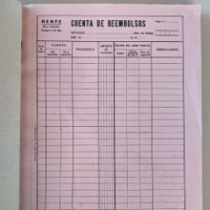 Documentos antiguos: RENFE - CUENTAS DE REEMBOLSOS - FERROCARRIL - BLOC 100 HOJAS IMPECABLE. Lote 224333823