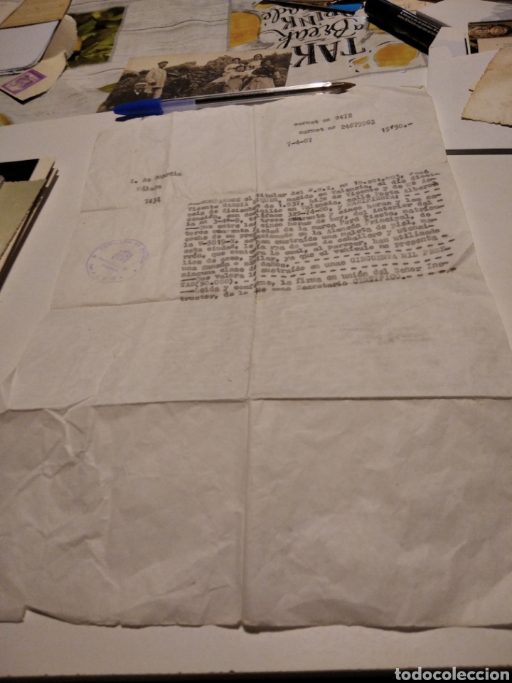 Documentos antiguos: Denuncia de robo maleta comisar&iacute;a de polic&iacute;a Malaga