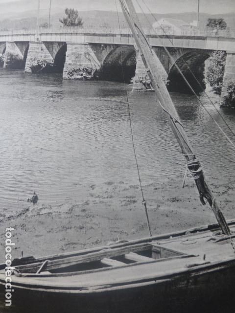 Old Documents: PUENTECESURES PONTEVEDRA VISTA ANTIGUA LAMINA A&Ntilde;OS 40