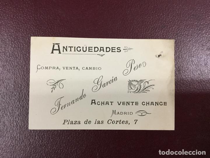 Documentos antiguos: ANTIGUEDADES FERNANDO GARCIA PESO - COMPRA VENTA CAMBIO - MADRID PLAZA DE LAS CORTES 7 - 11x7