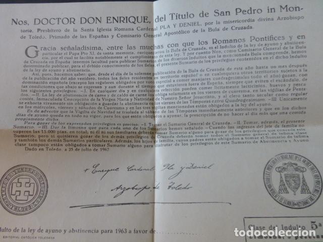 Documentos antigos: BULA DE CRUZADA 5&ordf; CLASE CARDENAL PLA Y DENIEL