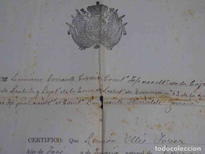 Documentos antiguos: DOCUMENTO DE LA ZONA DE RECLUTAMIENTO DE TERRASSA DE 1903. - Foto 2