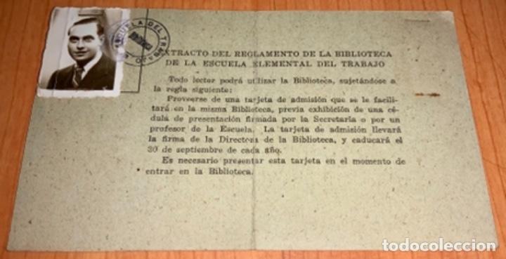 Old Documents: CARNET DE BIBLIOTECA ESCUELA ELEMENTAL DEL TRABAJO DEL A&Ntilde;O 1943
