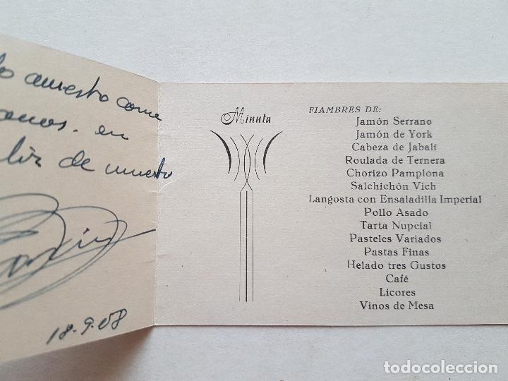 Documents Anciens: MENU ENLACE BODA 1958 RESTAURANTE AGUDO MADRID