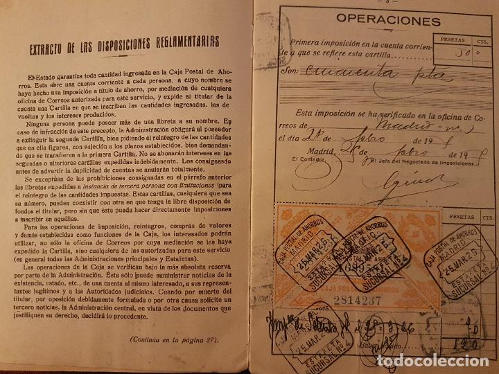 Documentos antiguos: CAJA POSTAL DE AHORROS CARTILLA 1926 - Foto 2