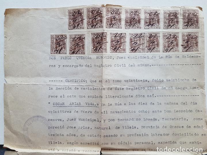 Documents Anciens: PARTIDA NACIMIENTO CERTIFICADO REGISTRO CIVIL 1941