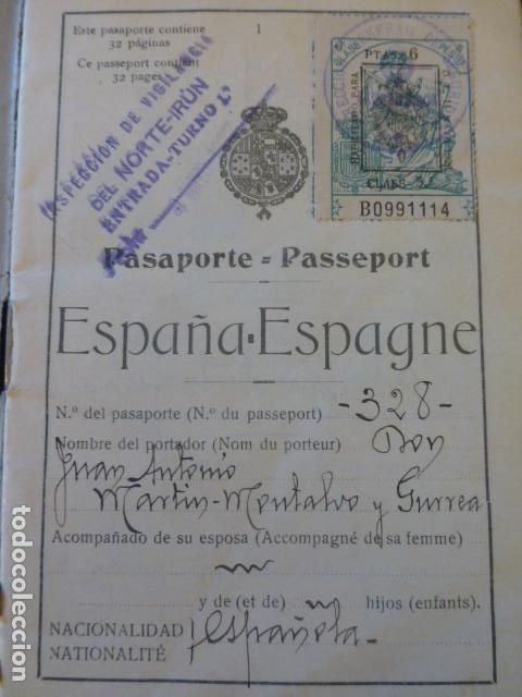 Documentos antiguos: PASAPORTE ESPA&Ntilde;A 1927 - Foto 2