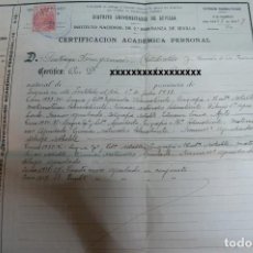 Documentos antiguos: GUERRA CIVIL, CERTIFICACION ACADEMICA PERSDONAL INSTITUTO NACIONAL DE 2ª ENSEÑANZA 1938-39
