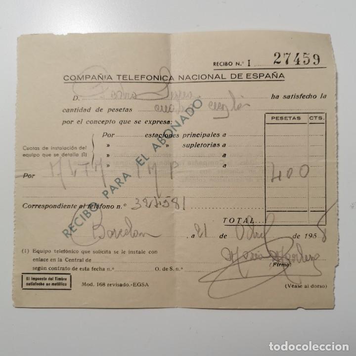 Documentos antiguos: ANTIGUO DOCUMENTO - COMPA&Ntilde;IA TELEFONICA NACIONAL DE ESPA&Ntilde;A - A&Ntilde;O 1958 - Foto 1