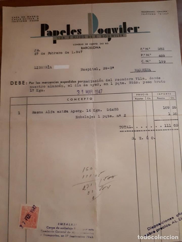 Documentos antiguos: Factura Papeles Dogwiler - Foto 1
