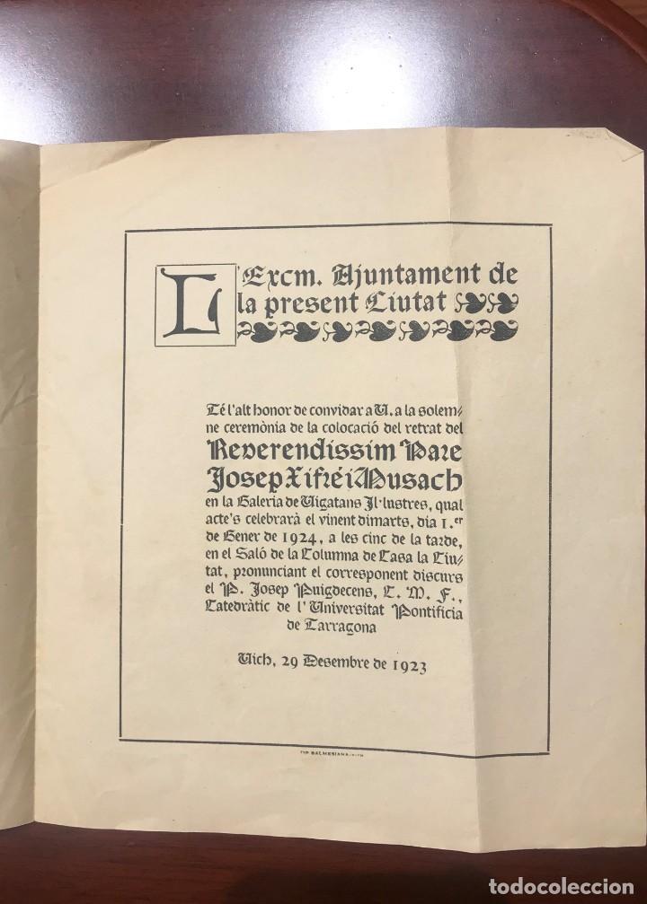 Documentos antiguos: INVITACIO DEL EXCM. AJUNTAMENT DE VICH - 29 DECEMBRE 1923 - Foto 4